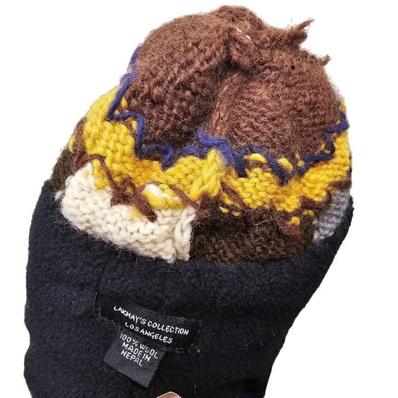 Lakhays Collection Hand Knit Wool Beanie Earflap Fleece Lined Nepalese OS NWT - Picture 7 of 8